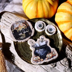 Halloween Rub-on Transfer Stickers 3 Sheets Use for Fabric Paper Wood Chips DIY