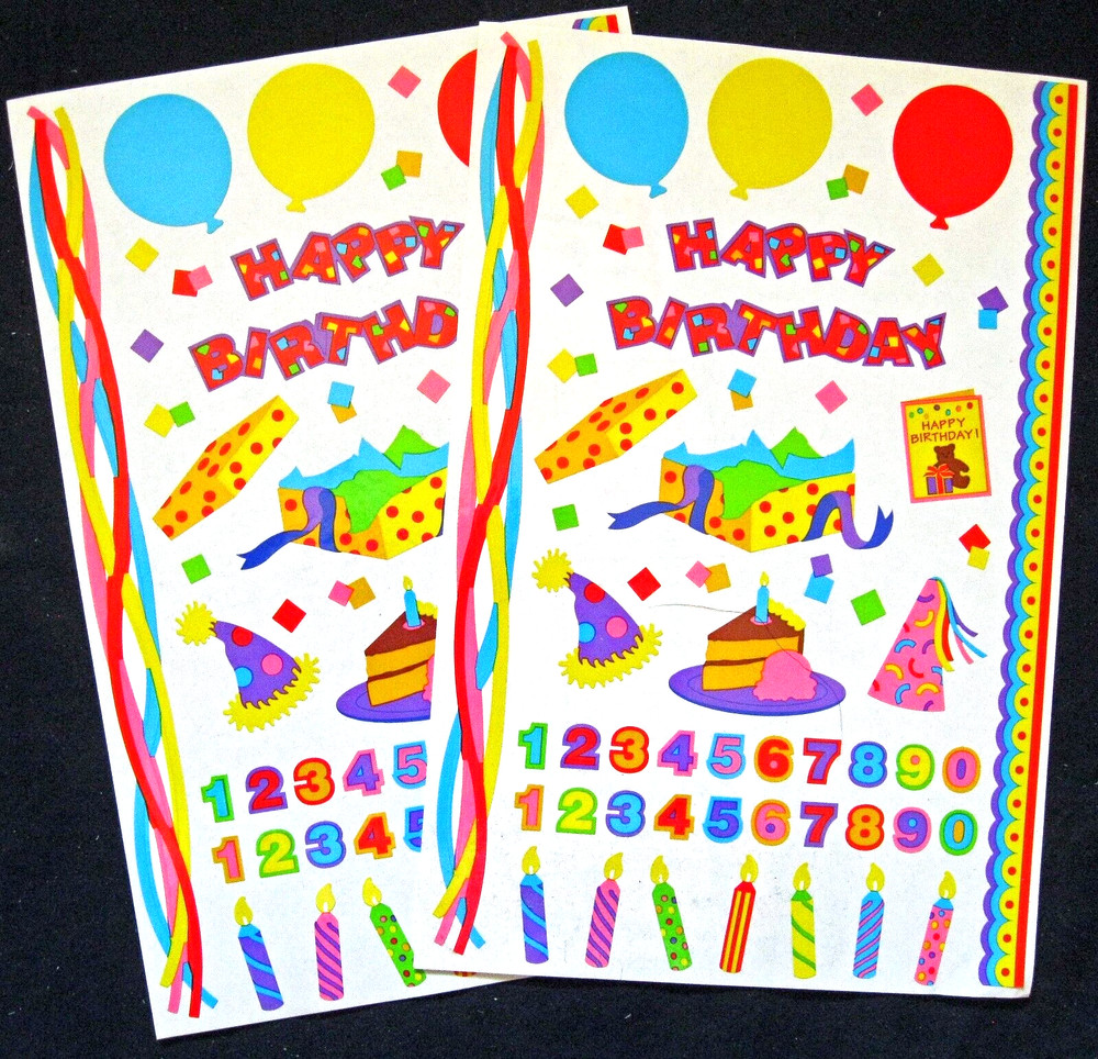 Mrs Grossman – Two 6×9″ ‘Happy Birthday’ Sticker Sheets (Vintage-Retired)