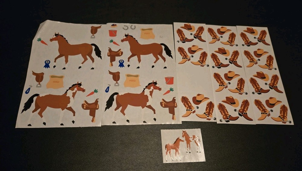 Vintage Mrs. Grossman’s Horses & Cowboy Boots Hats Sticker Sheet Lot