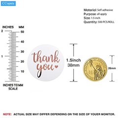 1.5 Inch Thank You Stickers Roll, 500 Pcs Rose Gold Thank You Stickers Lables