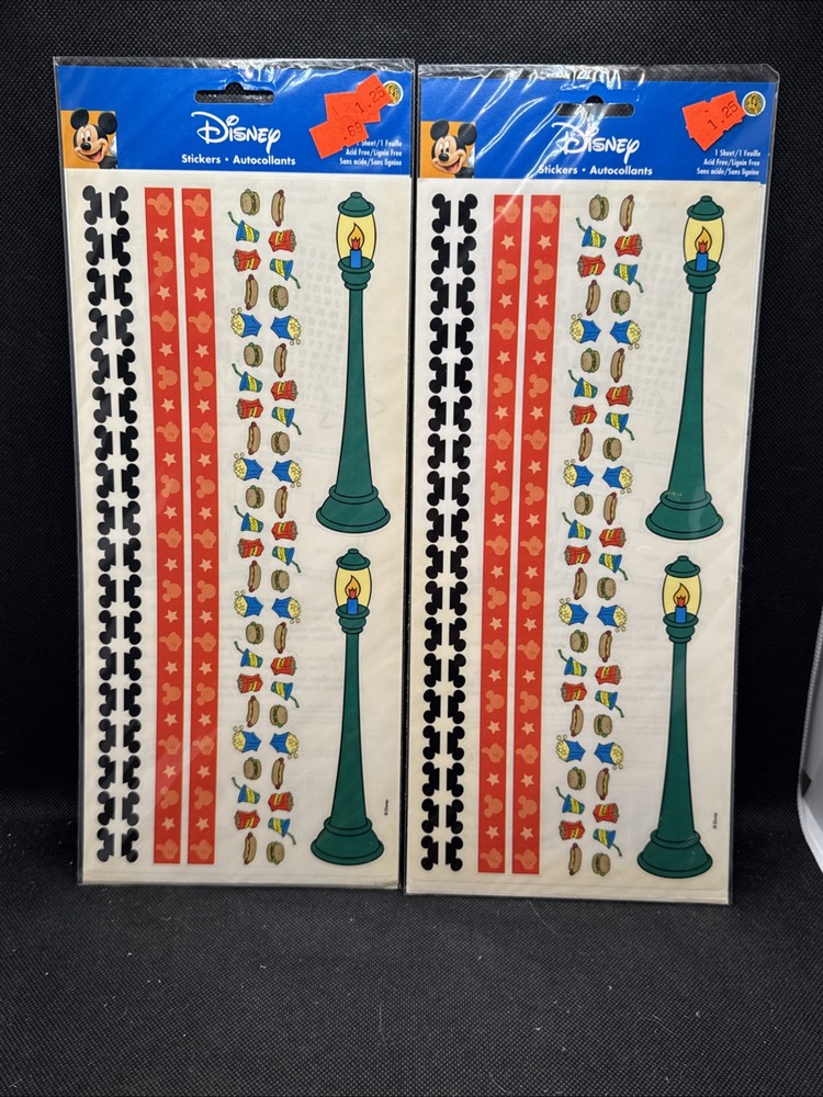 Two (2) NOS SandyLion Disney Theme Park Scrapbook Sticker Border Sheet