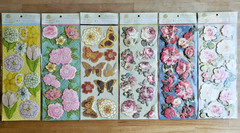 Anna Griffin 3D Floral & Butterfly Sticker Embellishments – Lot of 6 Packs, New
