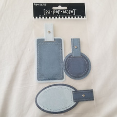 NEW Lot 4 Pkgs Tags Jenni Bowlin Sticko Paper Bliss Blue Brown Scrapbook Cards-G