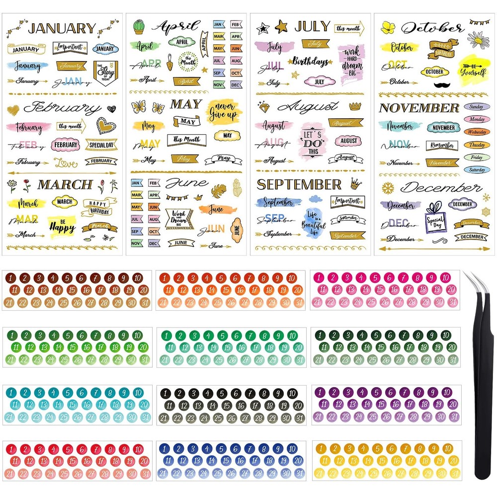 4 Sheets Aesthetic Monthly Planner Stickers Calendar Stickers Planner Accesso…