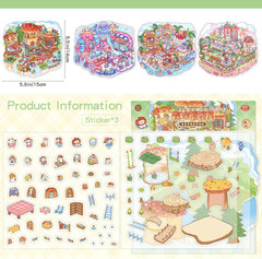 4 Sets DIY 3D House Scene Stickers – Forest, Deep Sea, Paradise Garden, Island