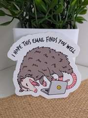 I hope this email finds you well opossum Vinyl Stickers Laptop Waterbottle