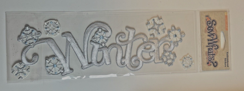 WINTER Embroidered Stickers by Sew What’s? 4-pieces Dimensional Scrapbook Card