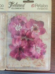 Lot 5 Petaloo Floral Embellishments Textured Flowers Burlap Blossom #30