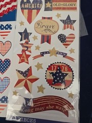 Patriotic Scrapbooking Sticker Lot Of 11 Includes Iron On Flag