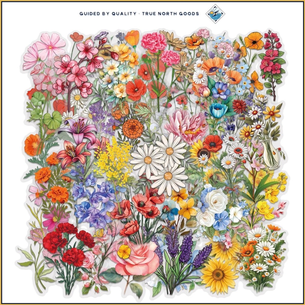 Crafting Stickers – 60 Waterproof Floral Stickers for Students and Teachers
