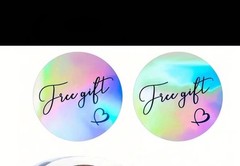 40 PCs Round 1” Iridescent Free Gift Inscription Stickers Small Business Use