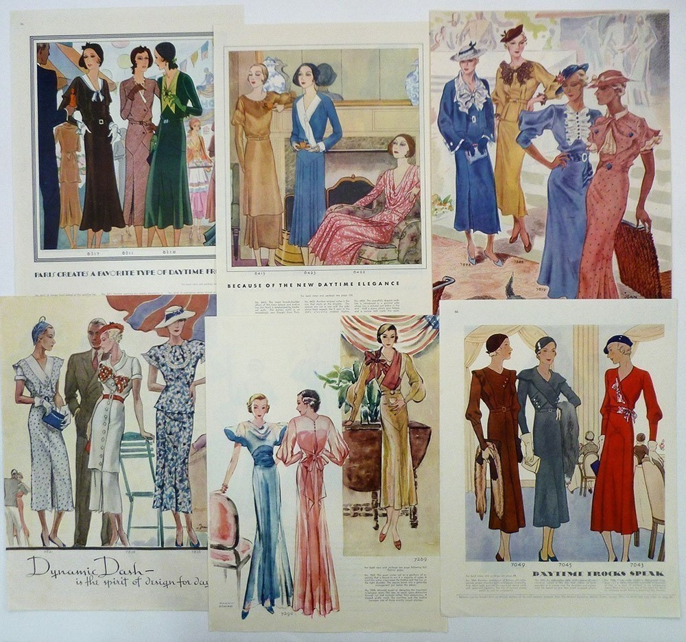 FASHION AD 1930s Pages 12 Different Back to Back PARIS Designs Gowns Dresses etc