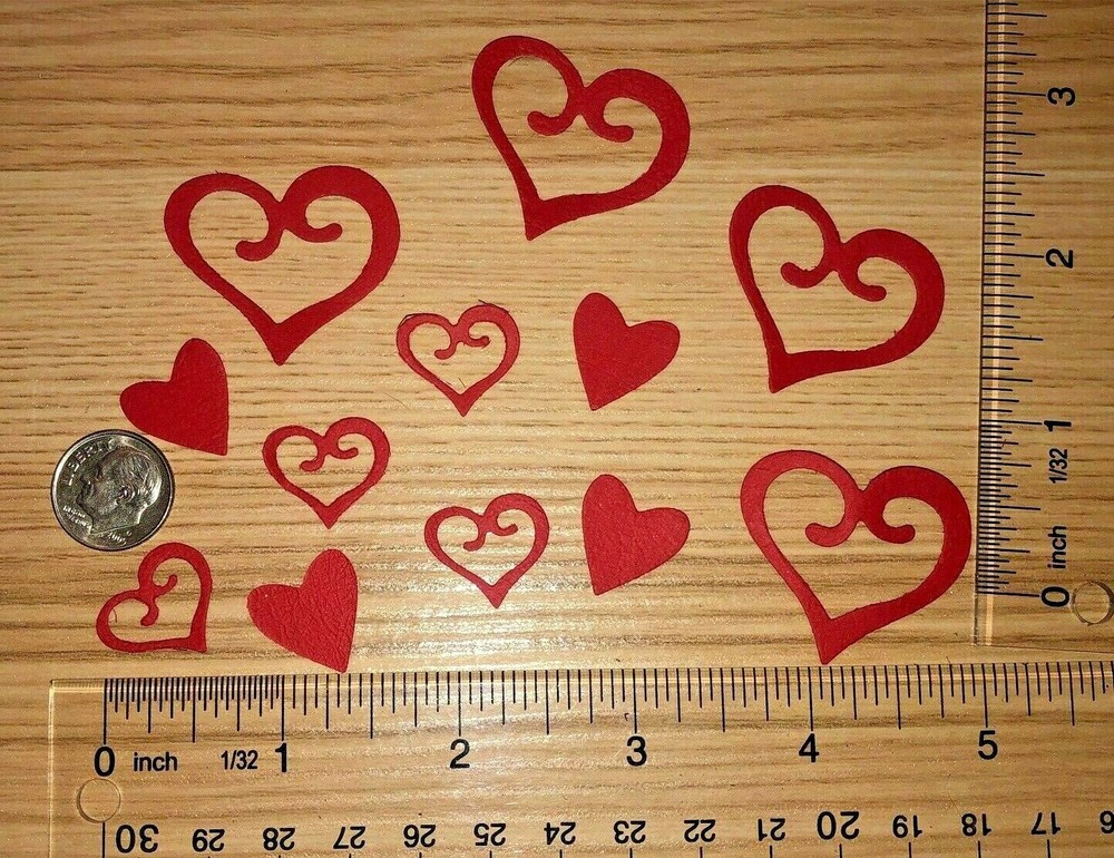30 SCROLL HEARTS cardstock paper die cut embellishments valentines
