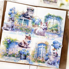Cat Rabbit Flower Window PET Stickers 30PCS Scrapbook Paper Crafts Supply Diary