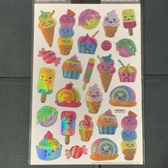 Cute Holographic Puffy Sweets 25 PC Sticker Sheet (5x7in) FREE SHIPPING