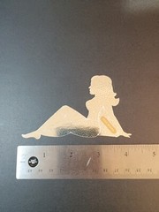 Vintage Stickers MUD FLAP GIRL Glossy Foil Vending Sticker VTG PVI Silver 01