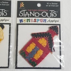 NEW Lot 2 Stand Outs Sticker Applique Iron On School House Pencil -C