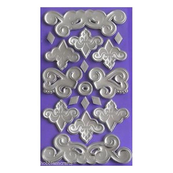 FLOURISHES Flourish Swirl Silver Metallic Fleur de lis Wedding Jolee’s Stickers