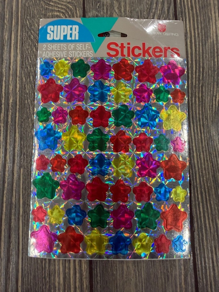 Vintage American Greetings Super Stickers Holographic Glitter Stars RARE 80’s