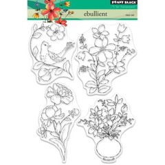 New Penny Black Rubber Stamp clear EBULLIENT BIRD FLOWERS set free USA ship