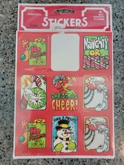2 Vintage 80s Eureka Christmas Stickers SEALED Retro cute kids words Stick ons