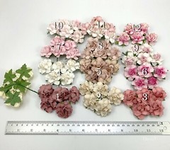 60 Mixed 1-1/2″ of 12 Colors Paper Flower Wedding Scrapbook (TH/R21-Set-Pink-A3)