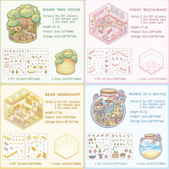 8 Set DIY 3D Miniature Scene Stickers for Girls Christmas Make Your Own Mini Sho