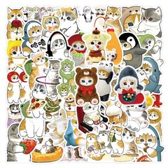 55PCS Kawaii Mofusand Cute Shark Cat Stickers Waterproof DIY Decals