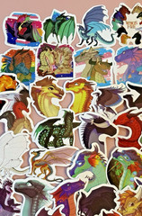 WINGS OF FIRE Stickers/Decals~60 Pieces~Book Series~Comes in Cute Bag~FAST SHIP!