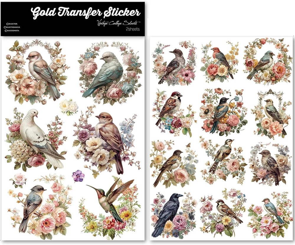 Vintage Rub On Transfers for Crafts DIY Glass Stickers 2 Sheets Furniture Decals