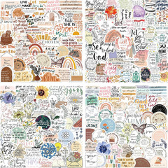 Inspirational Christian Stickers, 200PCS Jesus Bible Verse Waterproof Vinyl for