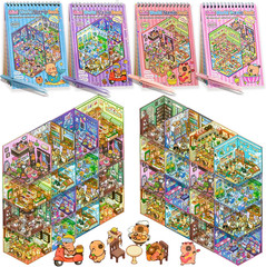 4 Sticker Books, 32 Sets DIY 3D Sticker Scene , Design Your Own Houses, Building