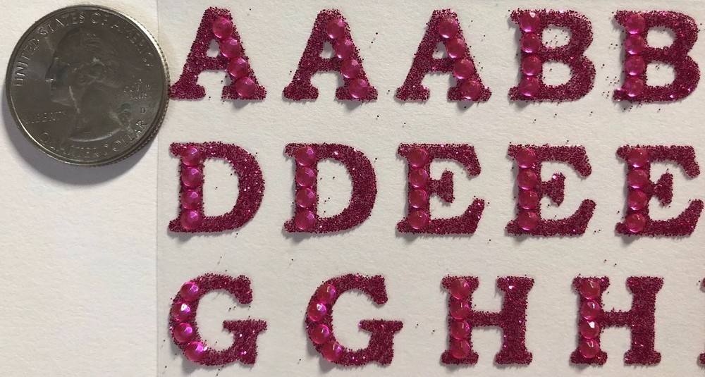 DARK PINK GLITTER ALPHABET Sticker(55pc)Duck Tape•Rhinestones•Holiday•Upper-Case