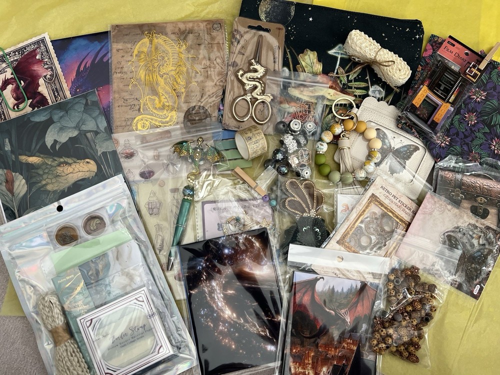 Celestial & Dragon Creative Crafting Journal Scrapbook Lot Paper Stickers Pen