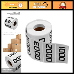 Self-Adhesive Number Stickers 3″x1.5″ for Inventory, Organizing & Storage (0001-