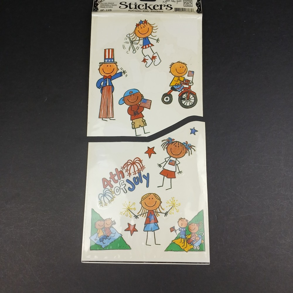 MAMBI Patriotic Kids Stickers SP-125 Texture 4th of July Incomplete