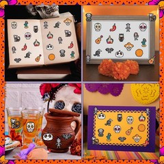 Sugar Skull Waterproof Vinyl Stickers – 1000 Count for Festive Celebrations