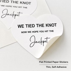 120 Heart-Shaped ‘We Tied the Knot’ Lottery Ticket Stickers for Weddings