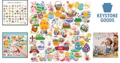 120PCS Easter Vinyl Stickers – Kids, Bunnies & Eggs Decor, Party Favors & Bas…