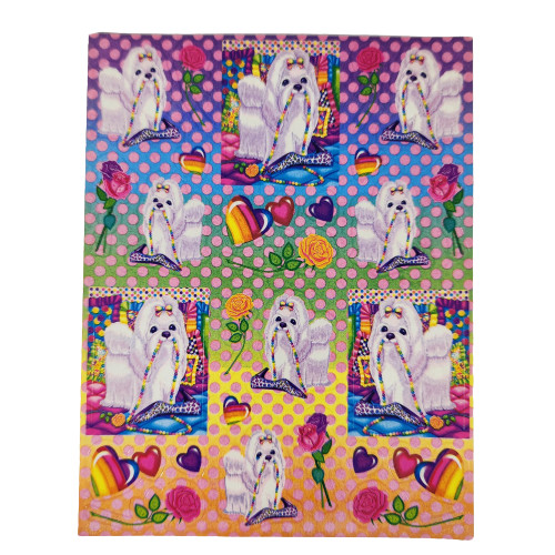 Vintage Lisa Frank Sticker Sheet White Dog on Pillow S270 1990s 4.5×6″