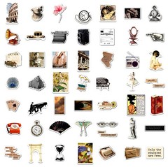 100 Pcs Aesthetic Vintage Vinyl Stickers – Scrapbook Journaling Laptop Water Bot
