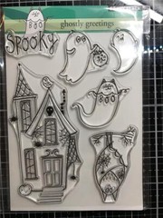New Penny Black Rubber Stamp HALLOWEEN GHOSTLY GREETINGS free USA ship