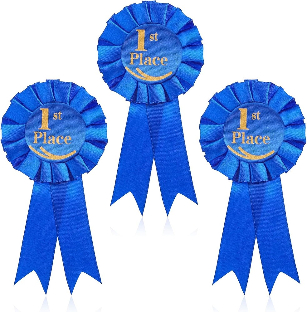 3 Pack 1st Place Ribbon Satin Participation Ribbon Award Ribbons Rosette Set Hon