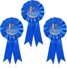 3 Pack 1st Place Ribbon Satin Participation Ribbon Award Ribbons Rosette Set Hon