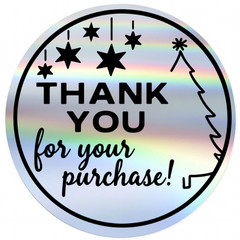 Christmas Thank You Stickers 2” Round Green Tree Design Small Business
