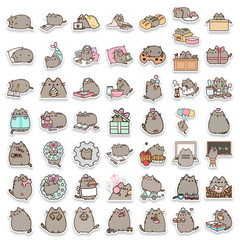 50pcs Cute Kawaii Chubby Cat Stickers Waterproof Decals for Kids DIY Gift