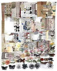 260PCS Vintage Journaling Scrapbooking Supplies Flowers and Butterflies