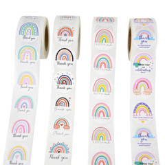 500pcs 1.5in Rainbow Sticker Thank You Print Wedding / Birthday Gift Wrap Decor