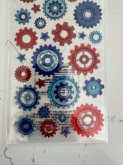 Sticko Autocollant Dimensional 29 PC Primary Colors Cogs Scrapbooking Crafts Art