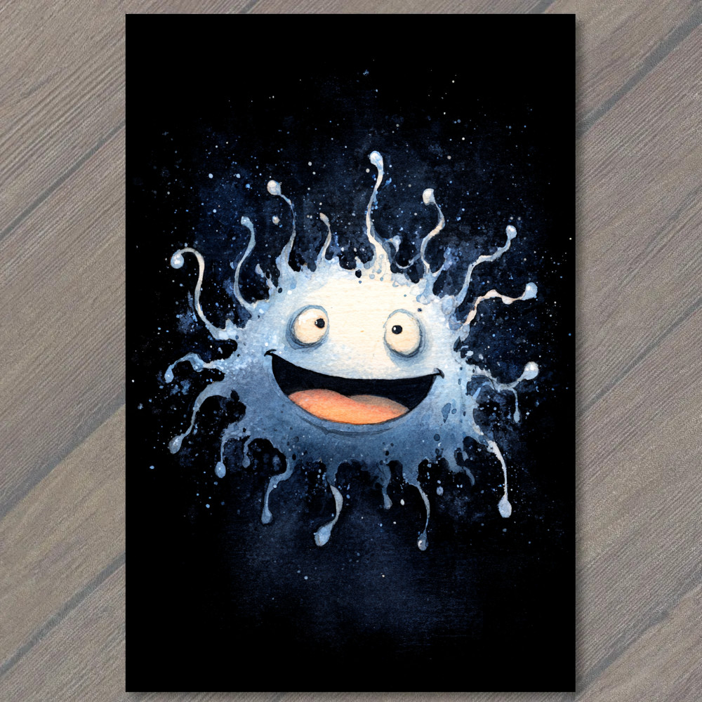 STICKER Happy Splatter Creature Glowing Face Cosmic Halloween Humor